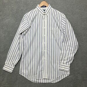 VTG Claybrooke Wrinkle Free Pinpoint Oxford Shirt Men 16 34/35 Blue White Stripe